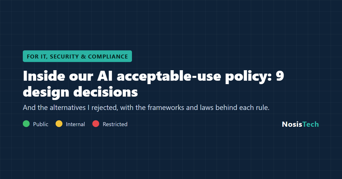 Inside our AI acceptable-use policy: 9 design decisions. NosisTech.