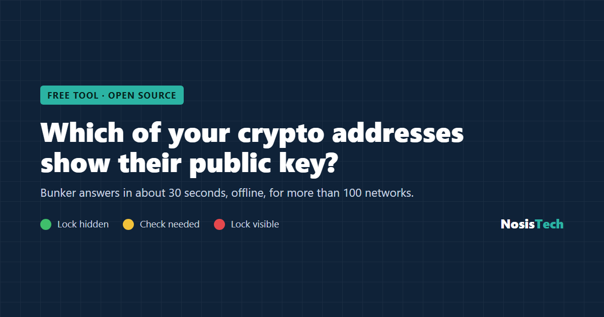 Which of your crypto addresses show their public key? Bunker by NosisTech.